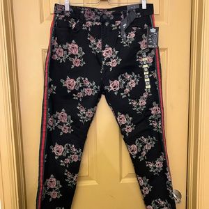 Ciudado con el perro Mexico floral flower print denim jeans pants 13 large